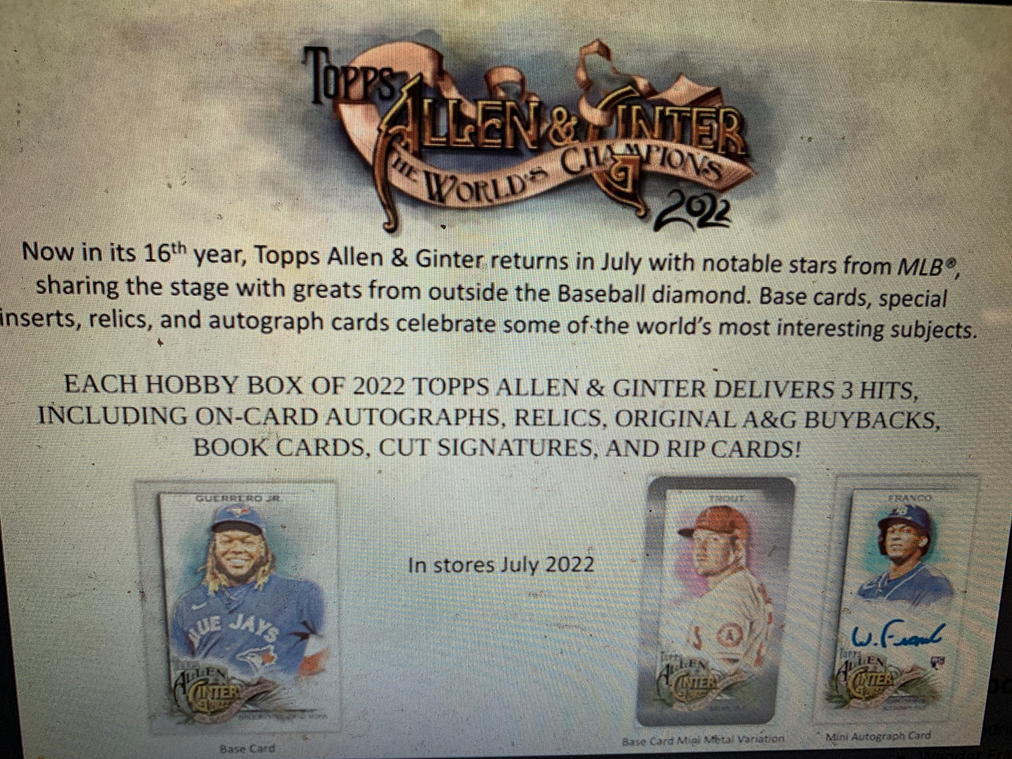 2022 Topps Allen & Ginter Baseball Hobby Box