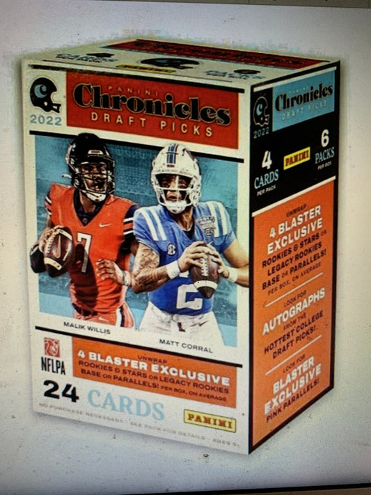 2022 Panini Chronicles Draft Picks Football 6-Pack Blaster Box (Pink Parallels!)