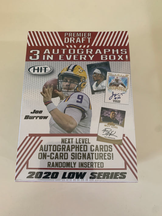 2020 Sage Hit Premier Draft Low Series Football Blaster Box 3 Autographs