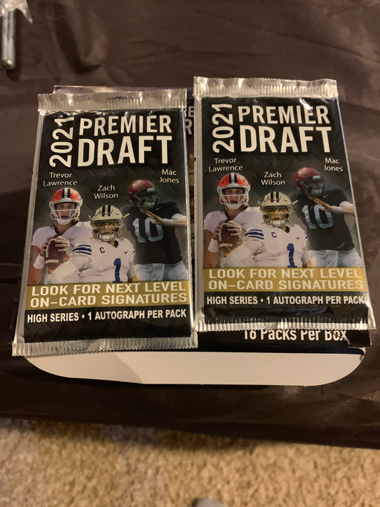 2021 Sage Hit Premier Draft High Series Football Hobby Pack 1 auto per pack